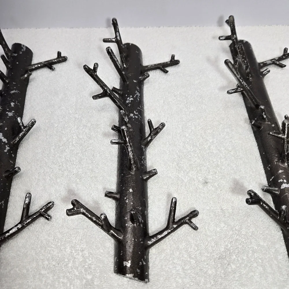 Bosign 3 Piece Tree Branch Wall Hanger Hooks Distressed Gunmetal Key Coat Hook
